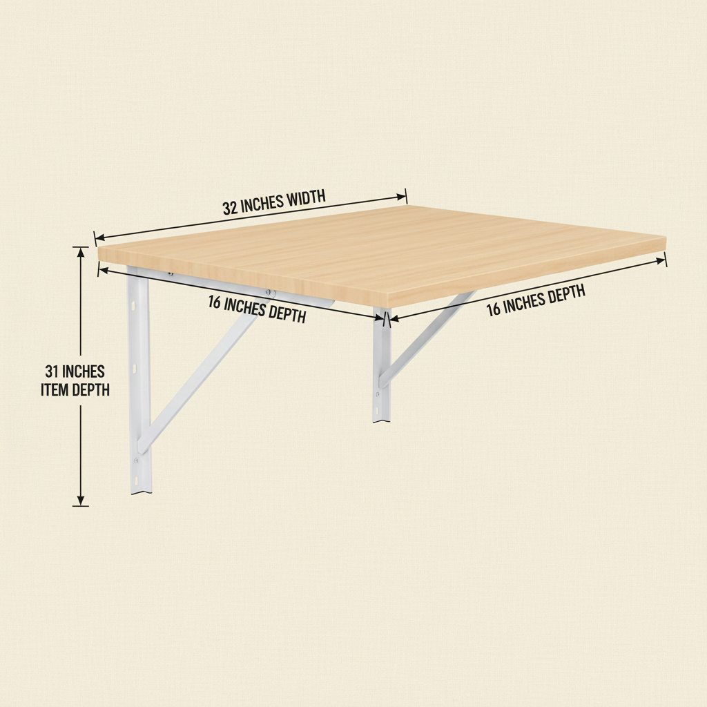 Dimension Diagram – Wall-Mounted Folding Laundry Table