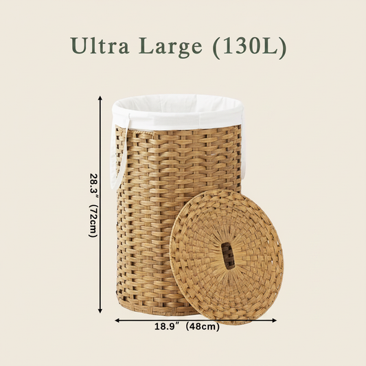 LIND Handwoven Wicker Laundry Hamper, dimensions