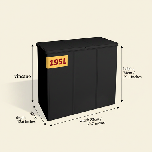 LIND 3-Section Laundry Hamper with lid, dimensions