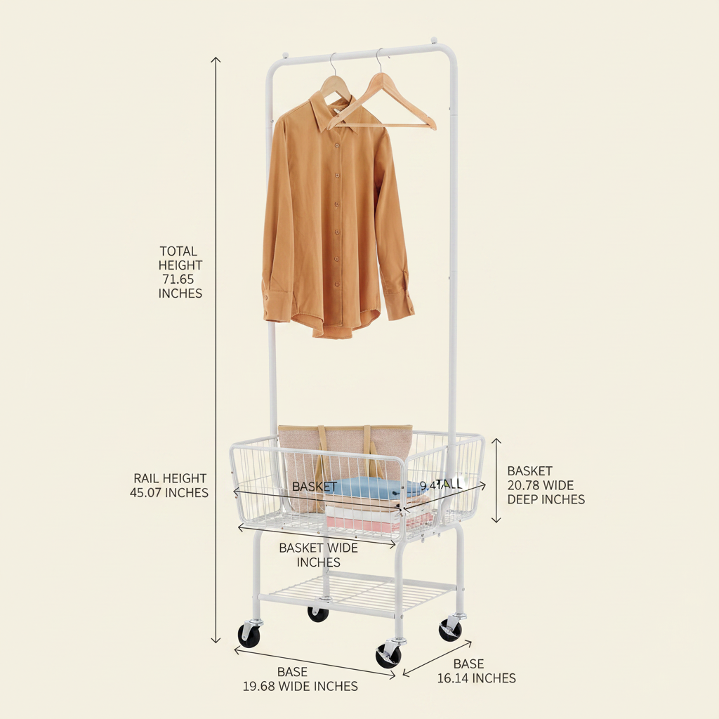 LIND Rolling Laundry Cart, dimensions