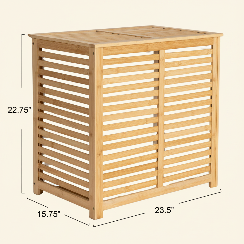 LIND Bamboo Double Laundry Sorter, dimensions