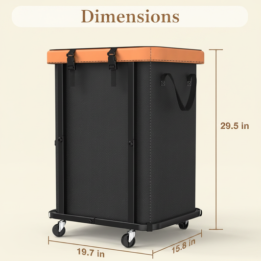 LIND Rolling Laundry Hamper with washable liner, dimensions