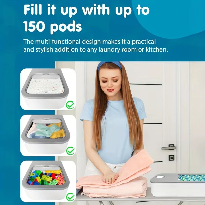 Laundry Pod Container with Sliding Lid – Holds up to 150 Pods