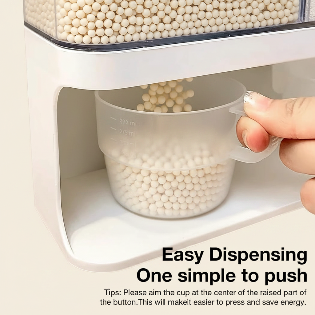 LIND Wall-Mount Laundry Bead & Powder Dispenser, dispensing detail
