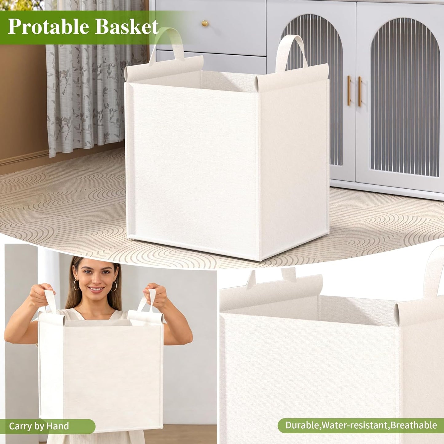 Tilt Out Laundry Hamper Cabinet, Bamboo Double Laundry Hamper with 2 Removable Laundry Baskets, 20 Gal Laundry Sorter Organizer with Shelf for Dirty Clothes, Bathroom, Laundry Room, Natural