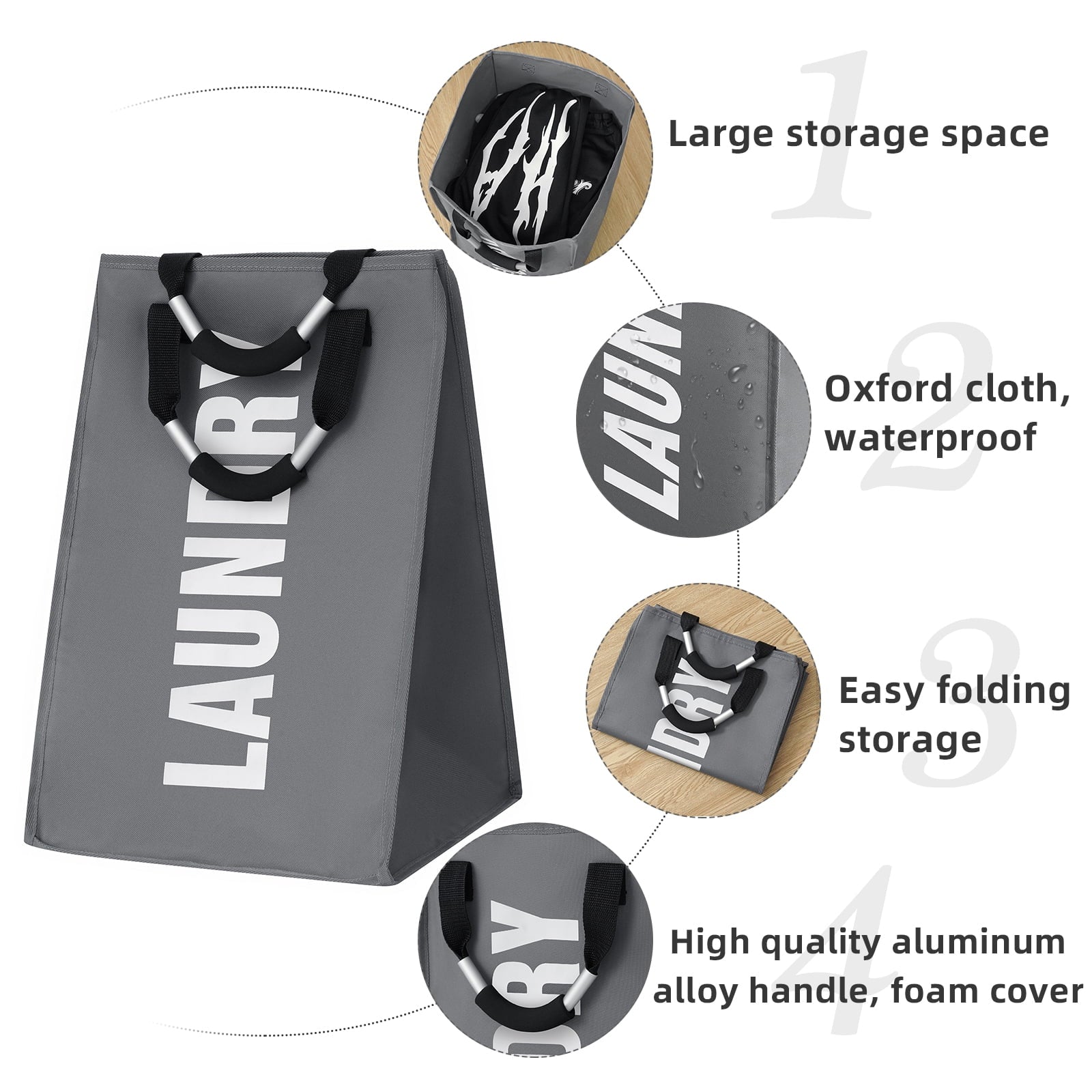 Laundry Baskets 13*13*21 Inches Collapsible Laundry Hmaper Waterproof Clothes Hampers for Laundry Oxford Laundry Bags with Handles