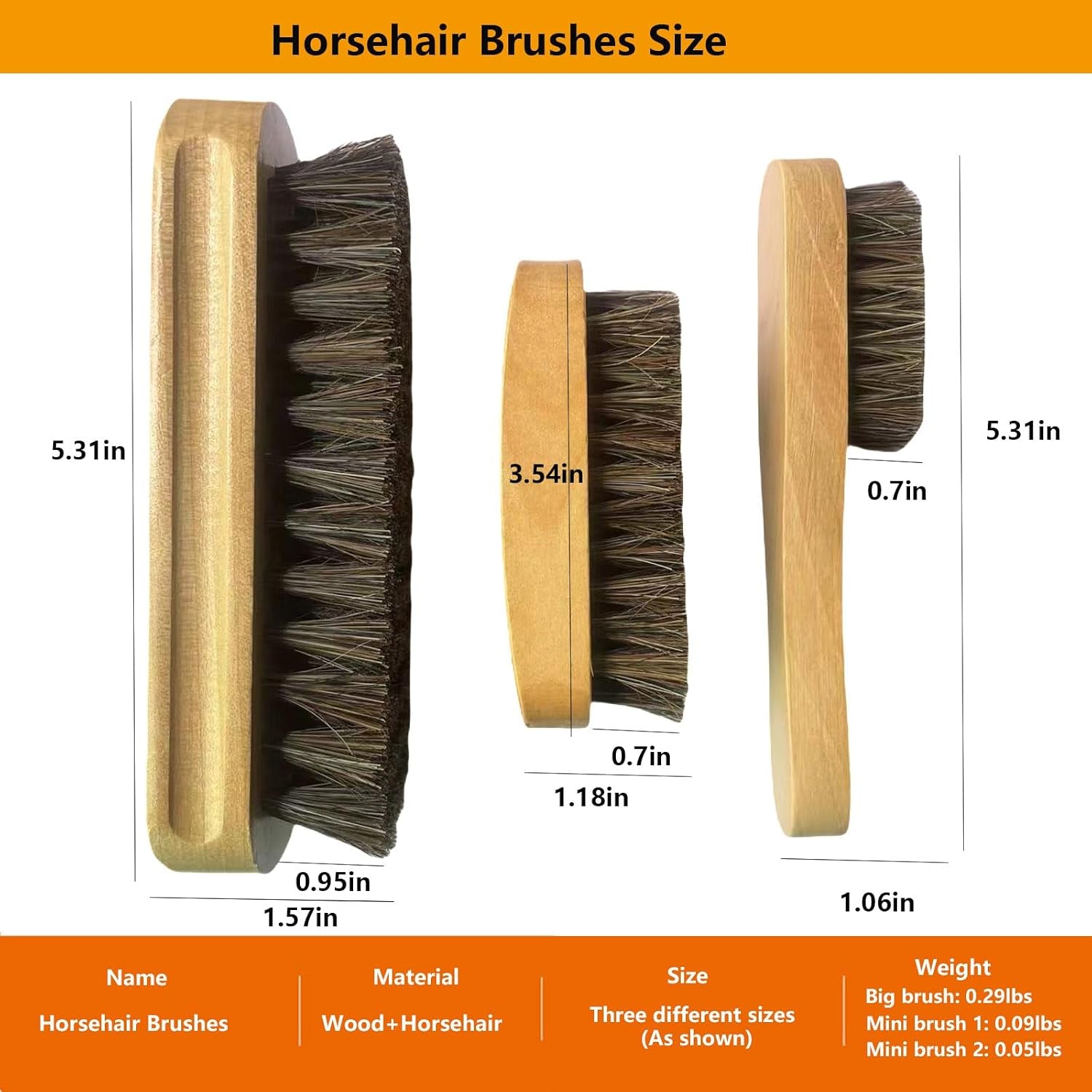 Horsehair Laundry Stain Brush 3 Pack Clothes Brush Shoes Soft Bristle Cleaning Brush Natural Wood Laundry Brush for Stains on Clothes Shoes Polishing Brush Shining Brushes