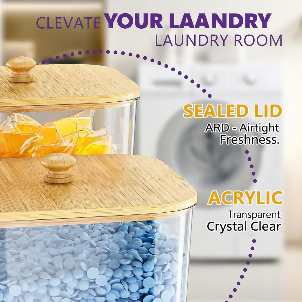 LIND Bamboo Lid Laundry Pod Jars, feature detail