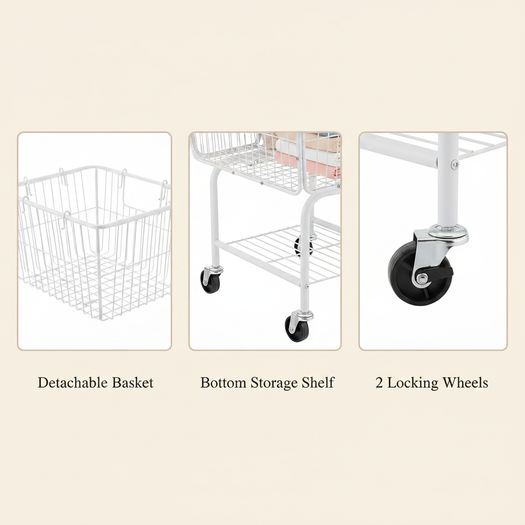 LIND Rolling Laundry Cart, feature detail
