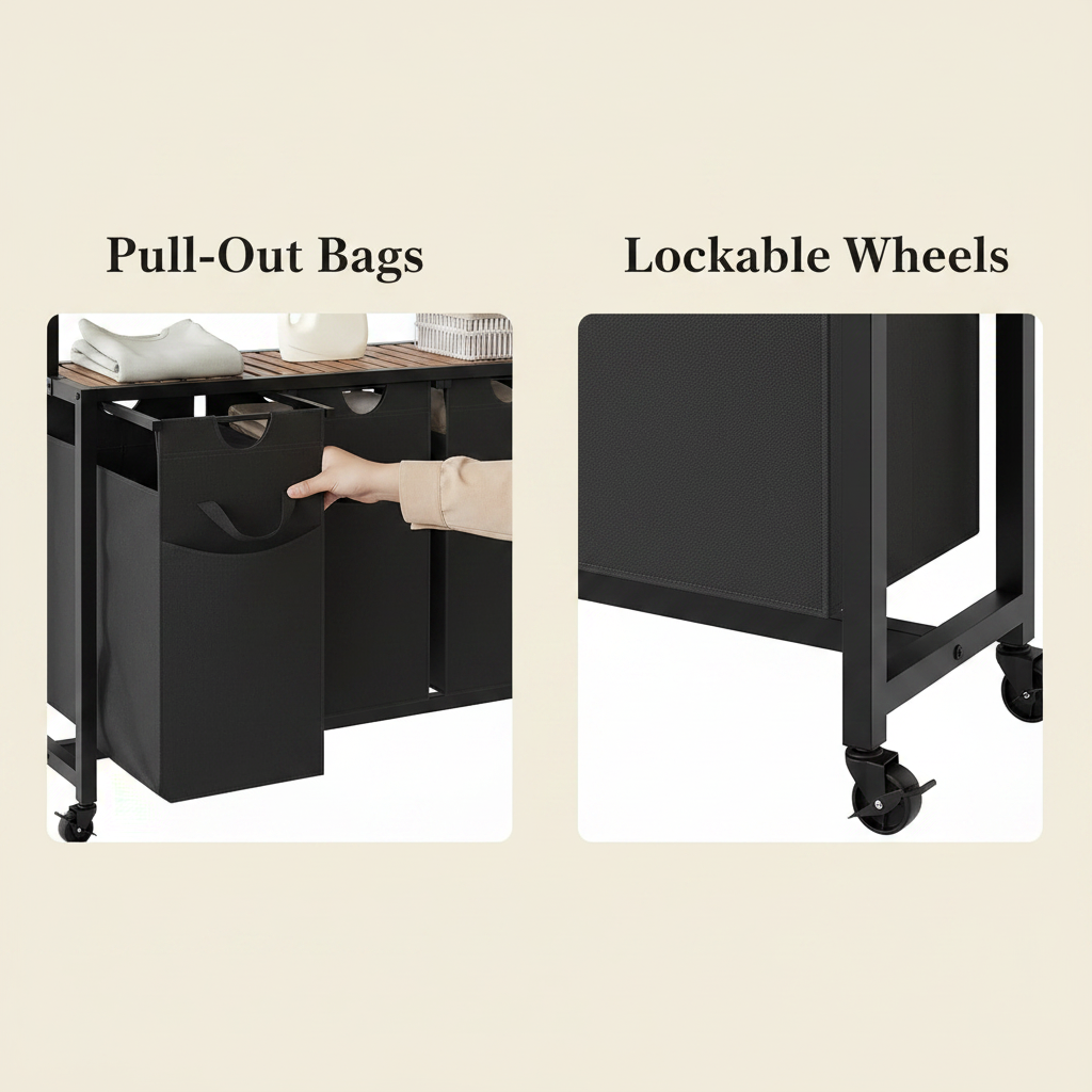 LIND 5-Section Laundry Sorter, feature detail