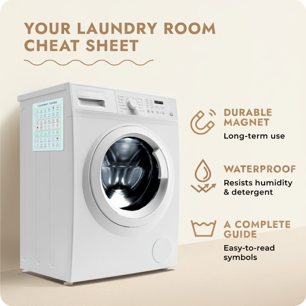 LIND Laundry Symbols Guide Magnet, mounted on machine