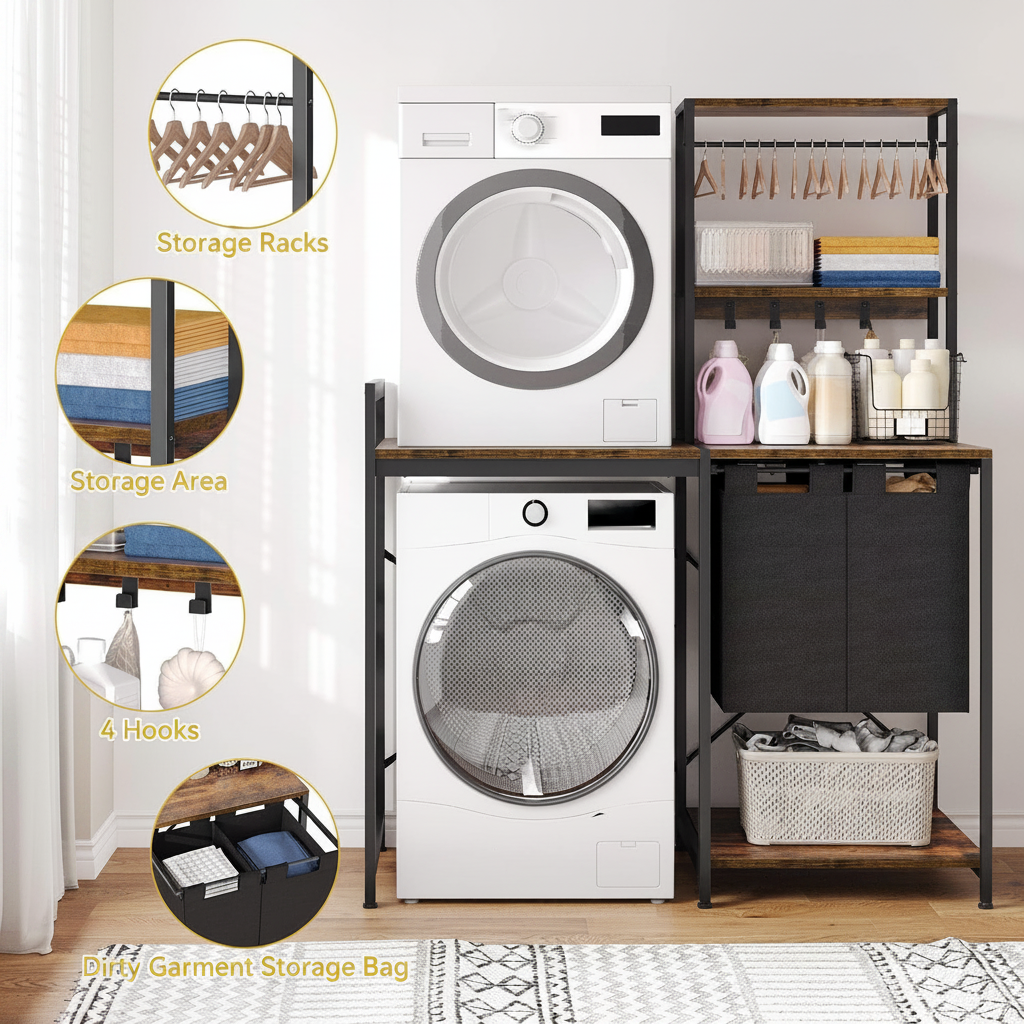 LIND Over-the-Washer Shelf, hanging rail detail