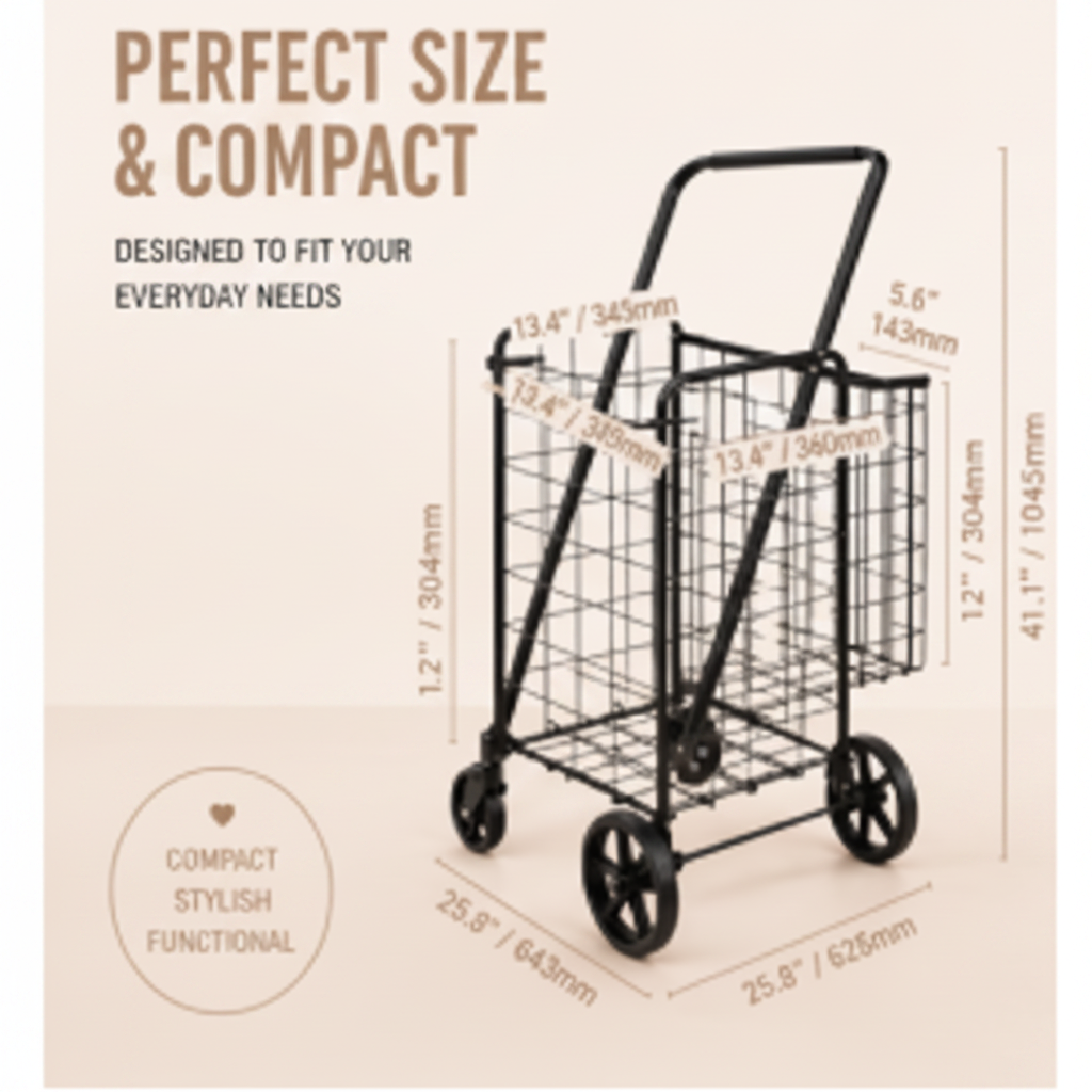 LIND Folding Utility Cart, dimensions