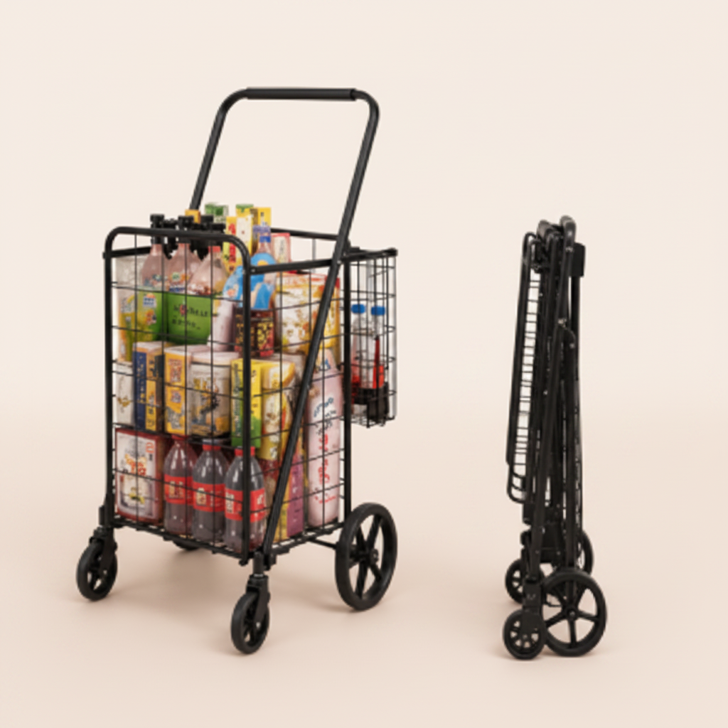 LIND Folding Utility Cart, open versus folded