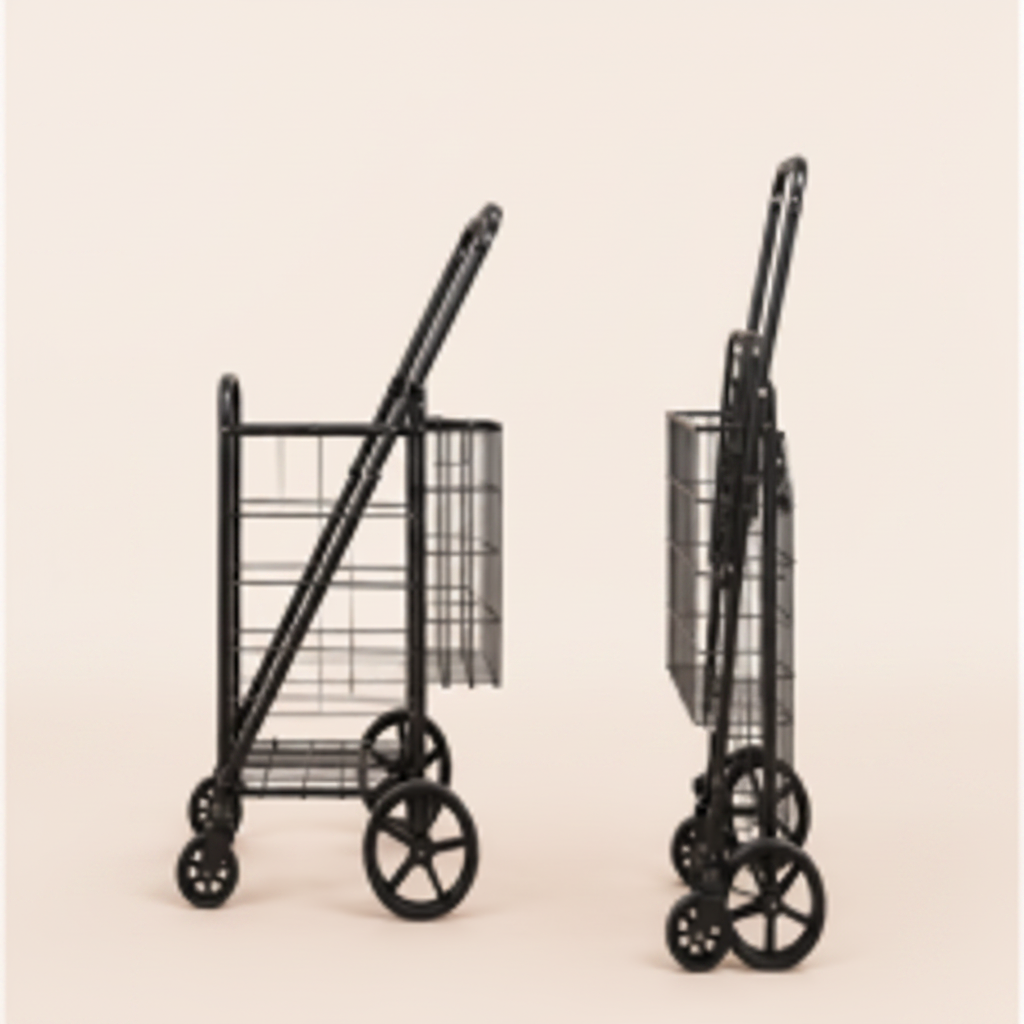LIND Folding Utility Cart, side and folded views