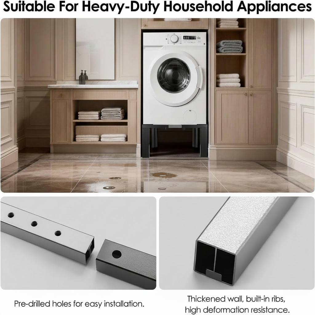 LIND Adjustable Washing Machine Pedestal, heavy-duty construction detail