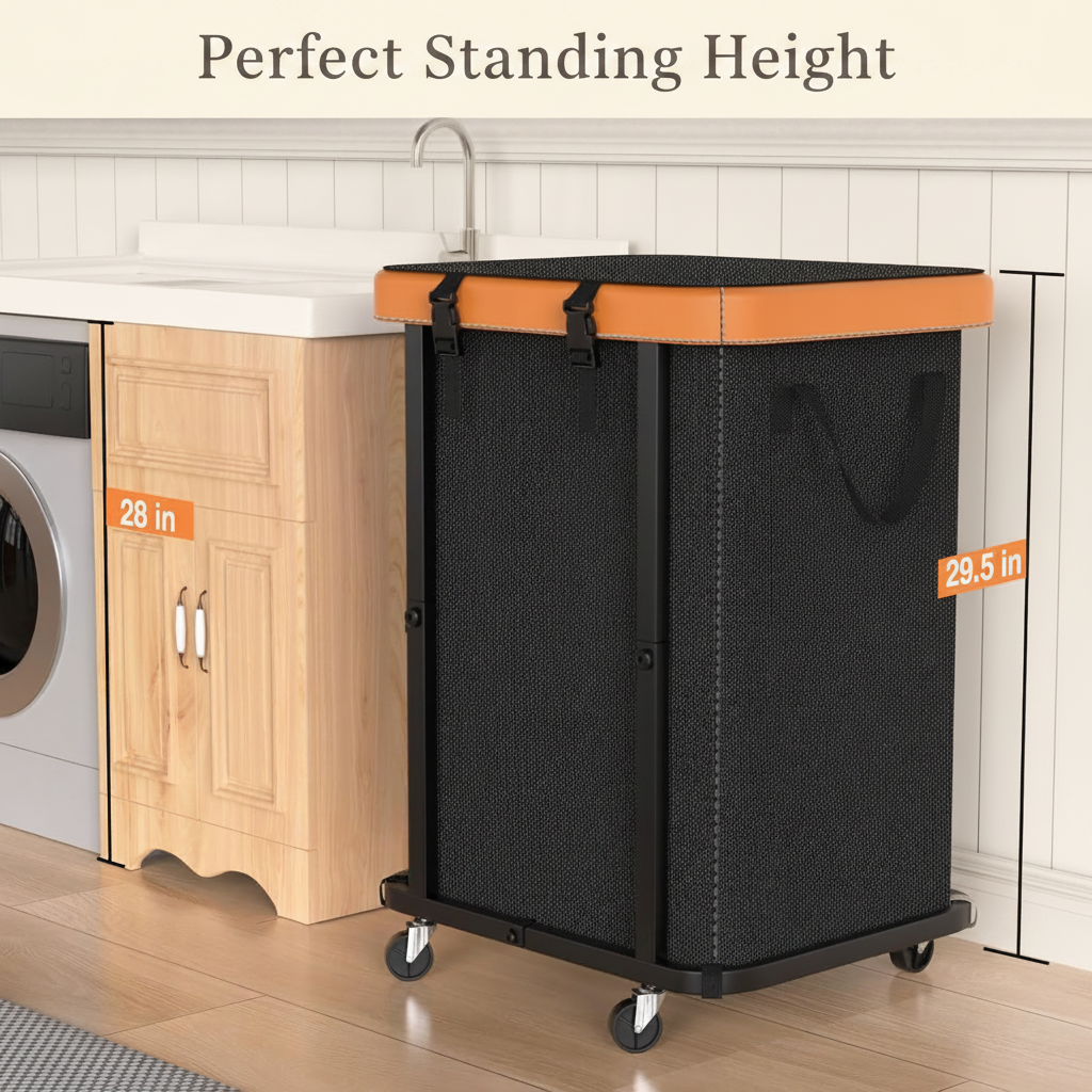 LIND Rolling Laundry Hamper, height reference