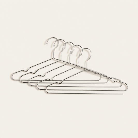 LIND Steel Hanger Set for a calm laundry room setup.