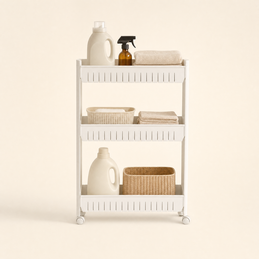 Slim 3-Tier Rolling Storage Cart – Bathroom & Laundry Organiser