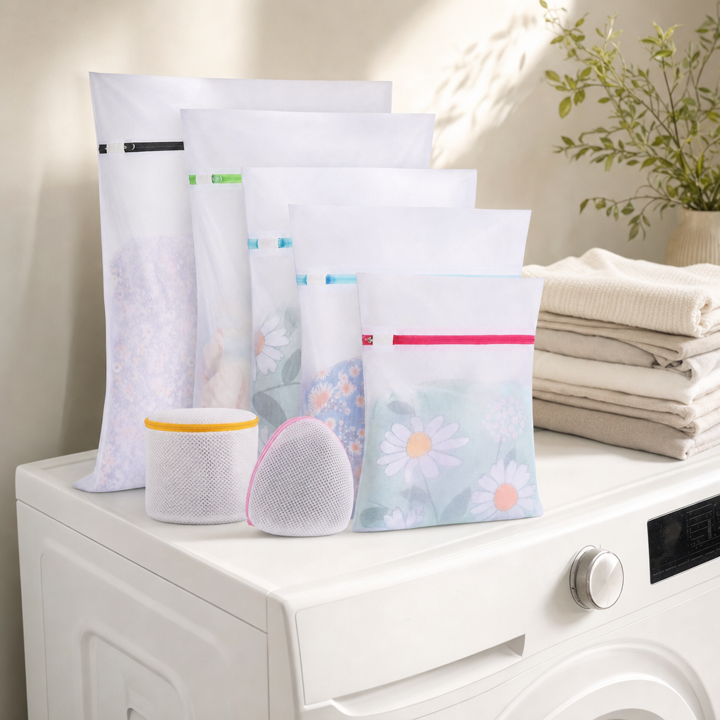 LIND Delicates Set lifestyle image for a calm laundry room setup.