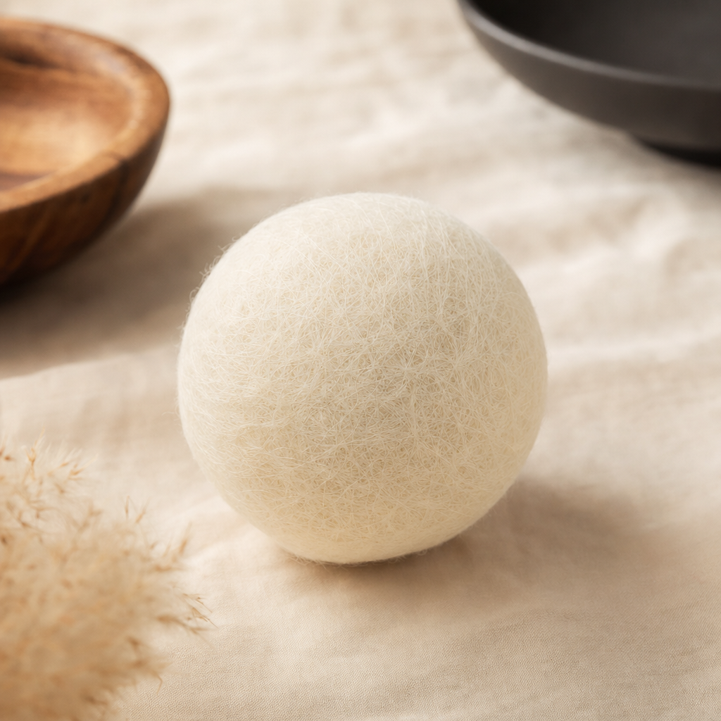 LIND Dryer Balls close-up image for a calm laundry room setup.