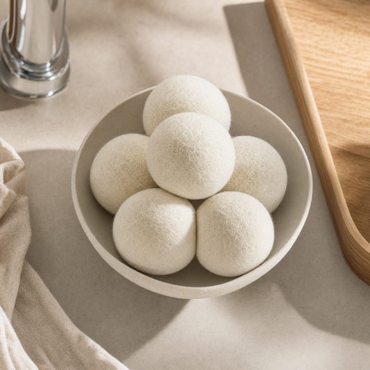 LIND Dryer Balls scale image for a calm laundry room setup.