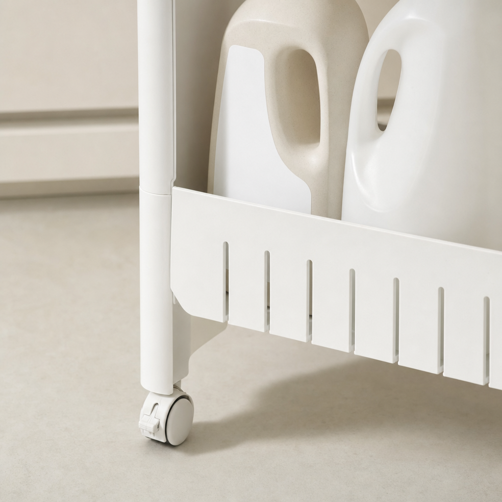 LIND Rolling Cart close-up image for a calm laundry room setup.