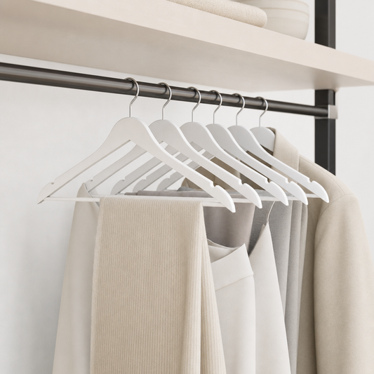 LIND Everyday Hanger Set lifestyle image for a calm laundry room setup.