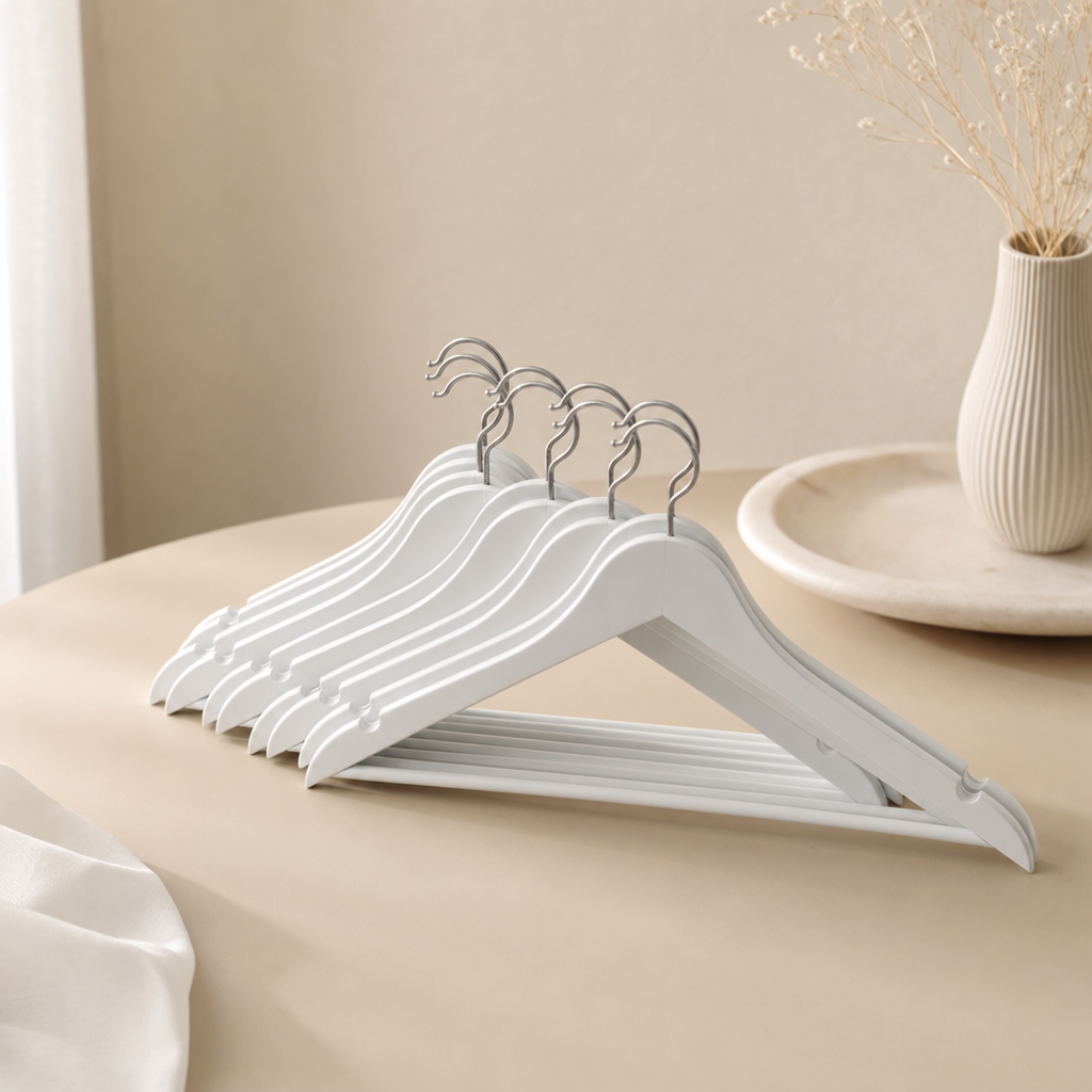 LIND Everyday Hanger Set scale image for a calm laundry room setup.