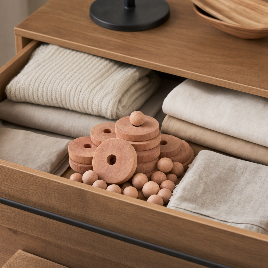 LIND Cedar Set lifestyle image for a calm laundry room setup.