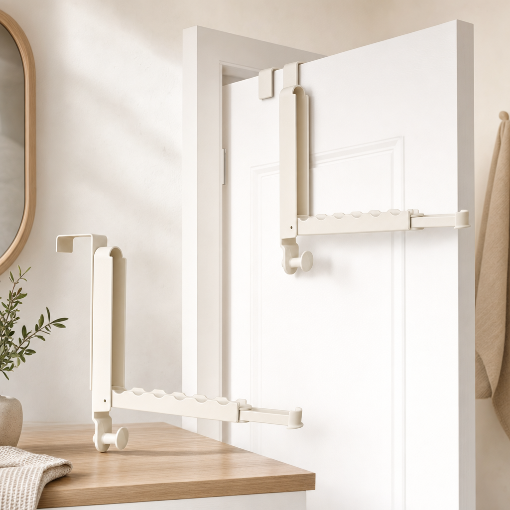 LIND Door Rack scale image for a calm laundry room setup.