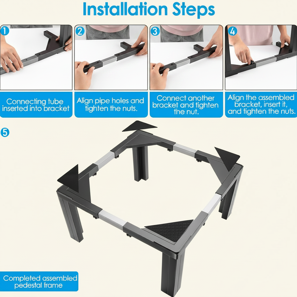 LIND Adjustable Washing Machine Pedestal, installation steps