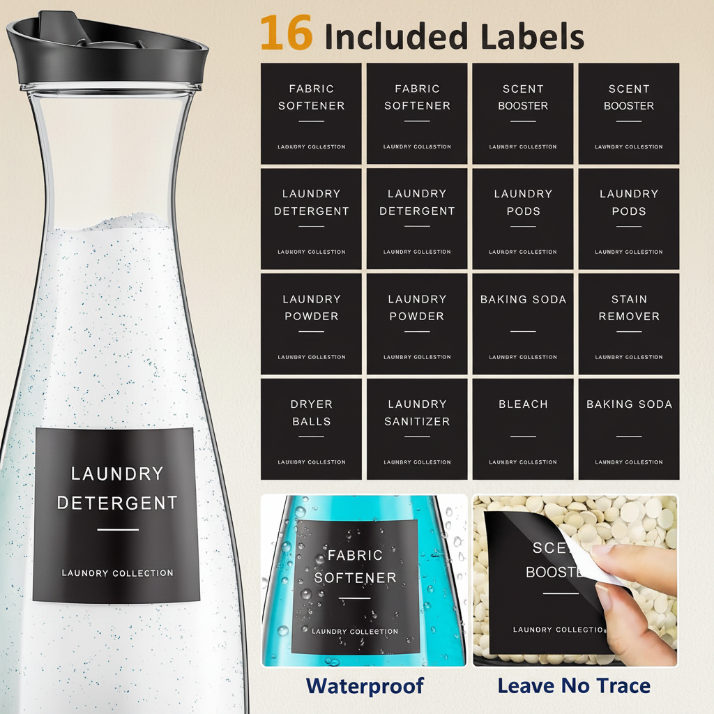 LIND Detergent Dispenser & Pod Jar Set, label detail