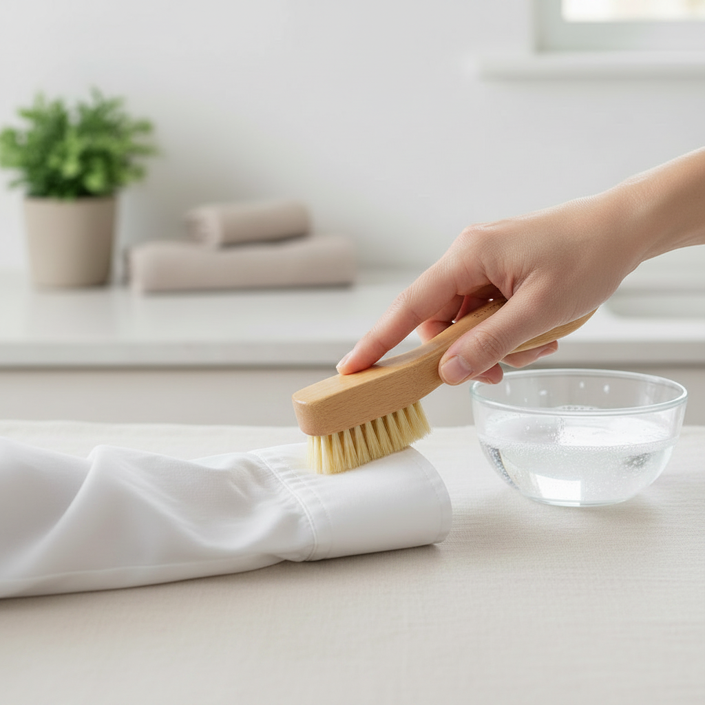 Lifestyle hand scrubbing linen background
