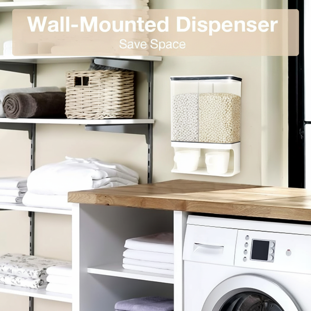 LIND Wall-Mount Laundry Bead & Powder Dispenser, lifestyle view