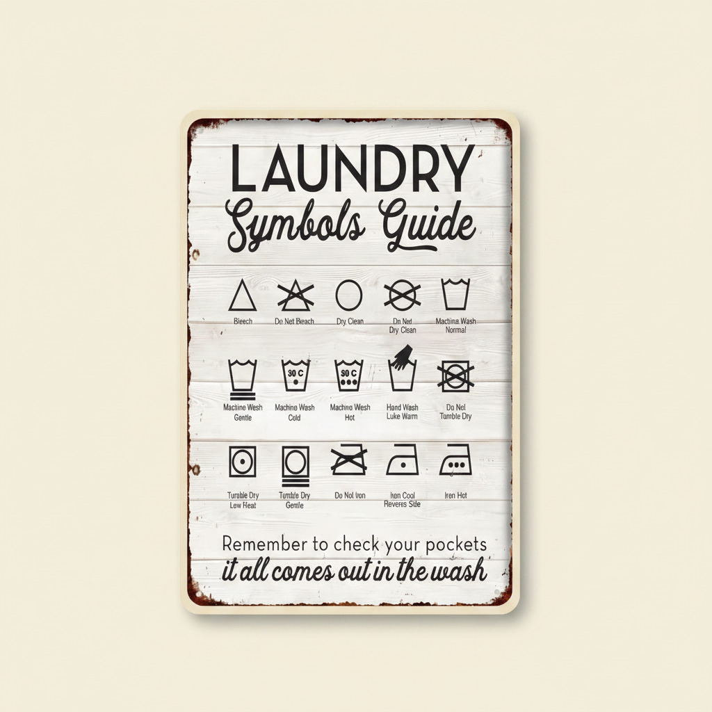 LIND Laundry Symbols Guide Sign, main product view