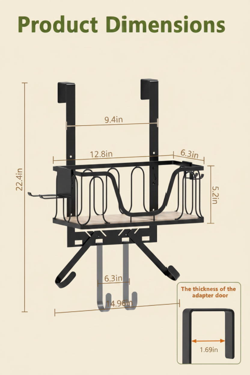 LIND Ironing Board Wall & Door Holder, dimensions