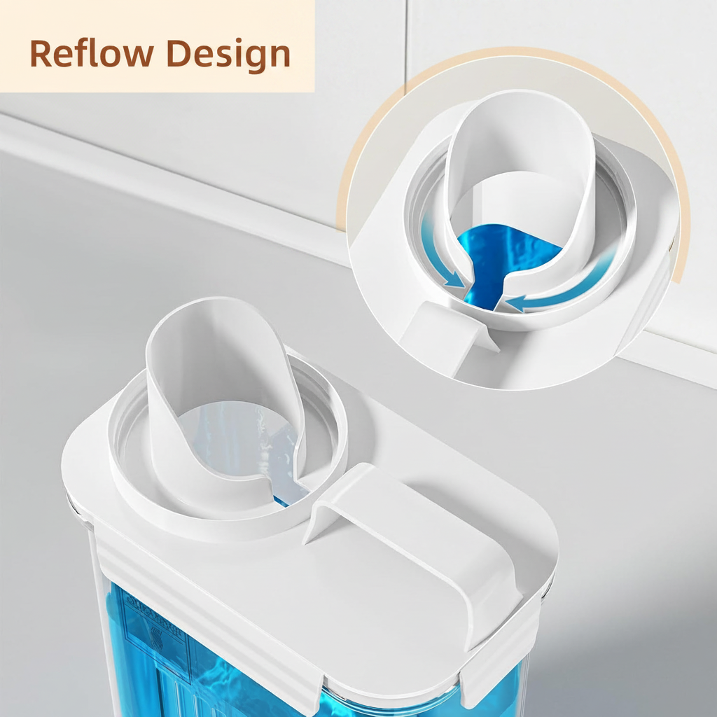 LIND 94oz Laundry Detergent Dispenser, drip-free pour detail