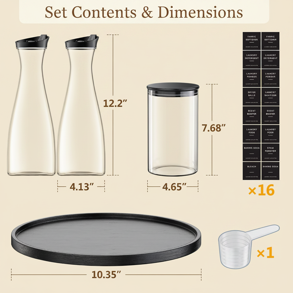 LIND Detergent Dispenser & Pod Jar Set, size detail