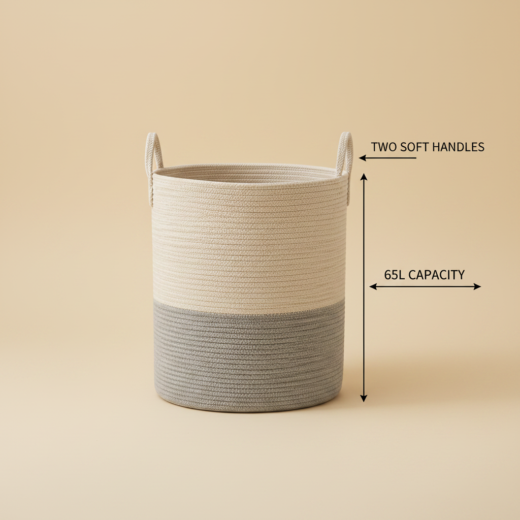 Woven Rope Laundry Basket – Size Diagram