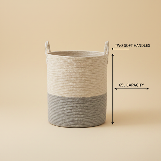Woven Rope Laundry Basket – Size Diagram